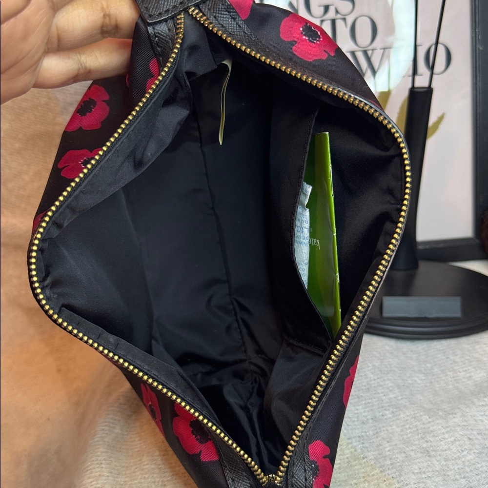 Kate Spade Black and Pink Floral Cosmetic Bag - Picture 3 of 5